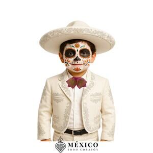 Mexican bow tie charro mariachi Baby to toddler Pink  gold embroidered horse